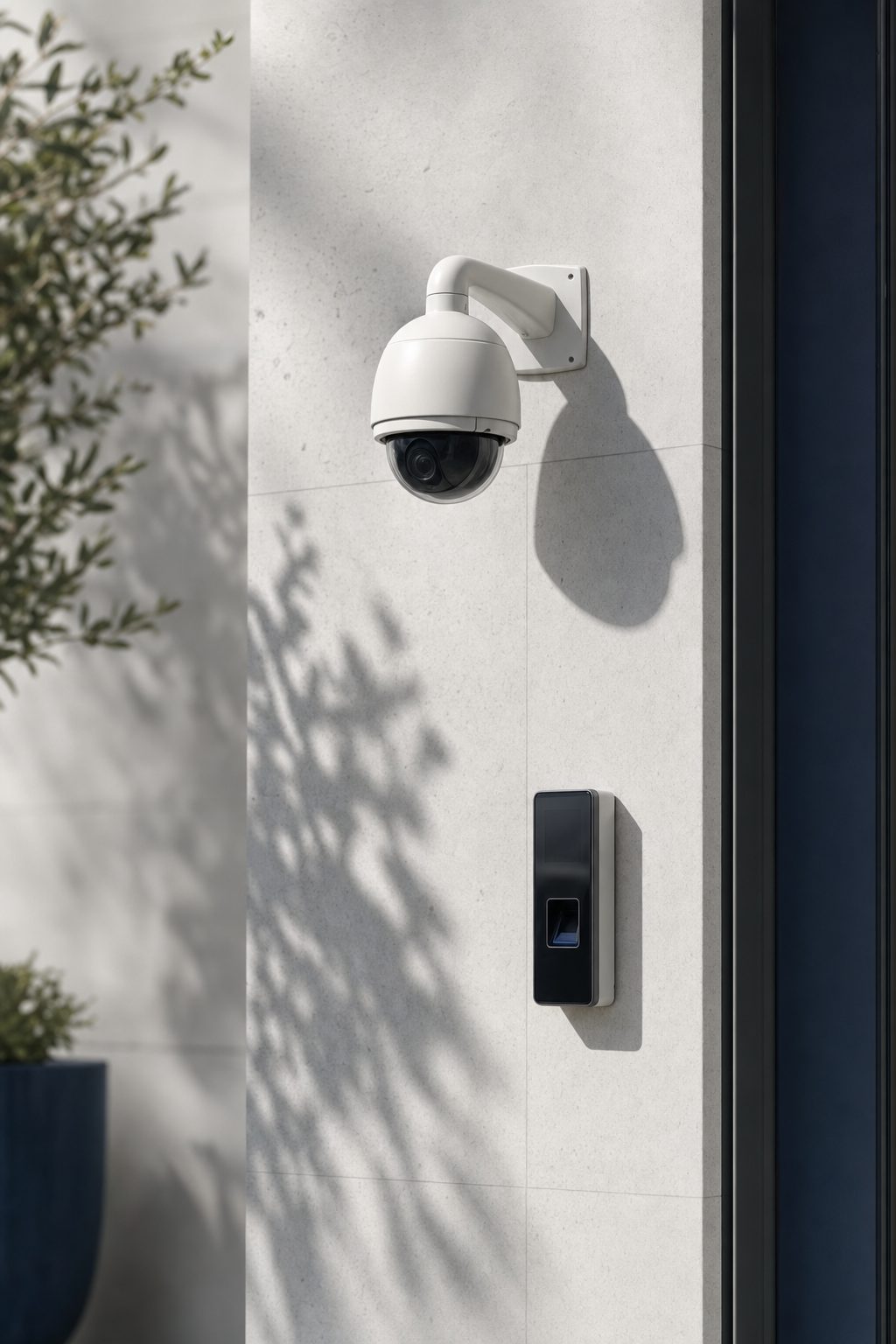 Security operations room with a camera wall and access control workstation