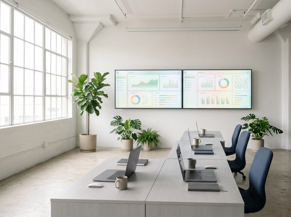 Software dashboard showing building and security analytics